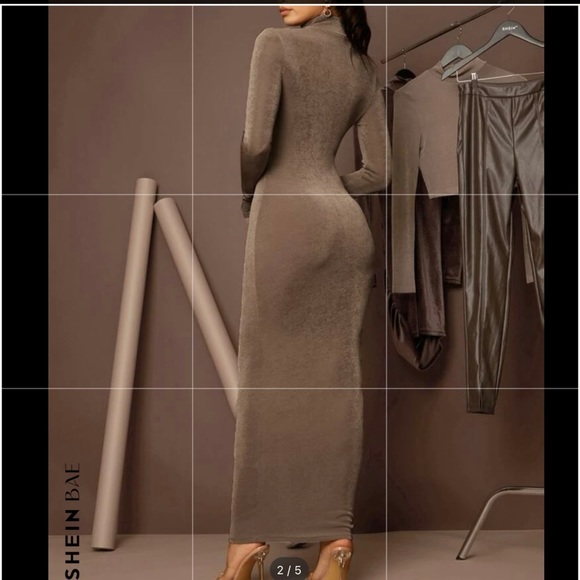 SHEIN BAE High Neck Solid Bodycon Dress new - Picture 9 of 11